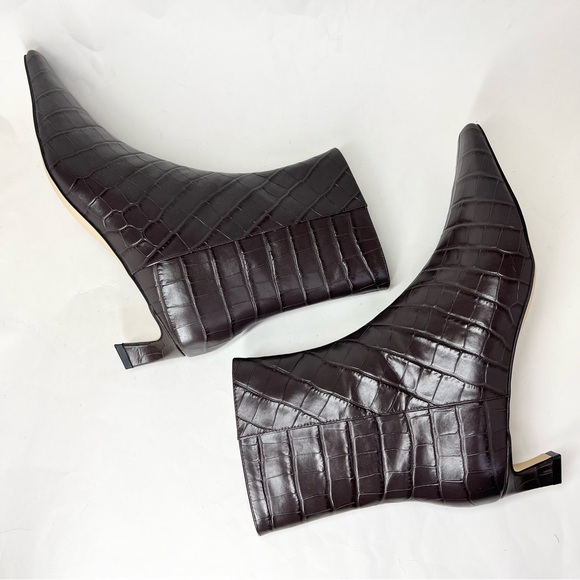 MICHAEL Michael Kors Dark Brown Croc-Pattern Booties - Picture 8 of 15